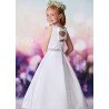Joan Calabrese White Satin Tea-Length First Holy Communion Dress Style 119382
