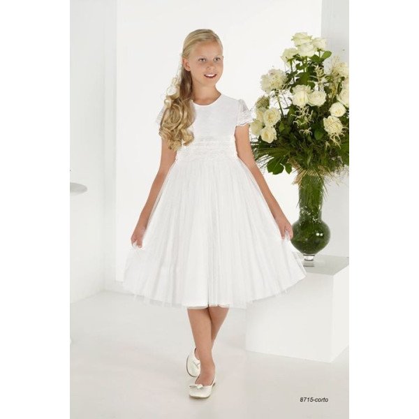 Handmade Ivory First Holy Communion Ballerina Length Dress Style 8715 Handmade Ivory First Holy Communion Ballerina Length Dress Style 8715