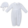 White Long Sleeved Christening Romper by Sarah Louise Style 011250