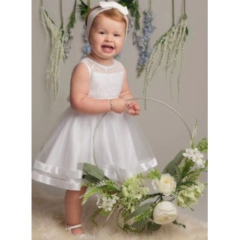 Sevva Lace Honey Christening /Flower Girl Dress in White