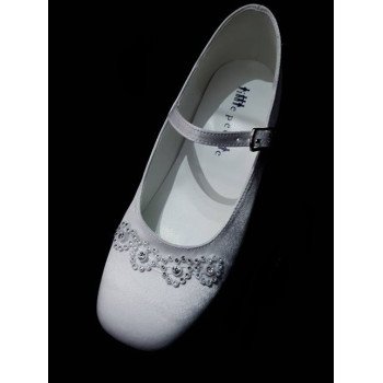 White Satin First Holy Communion Shoes Style 5806