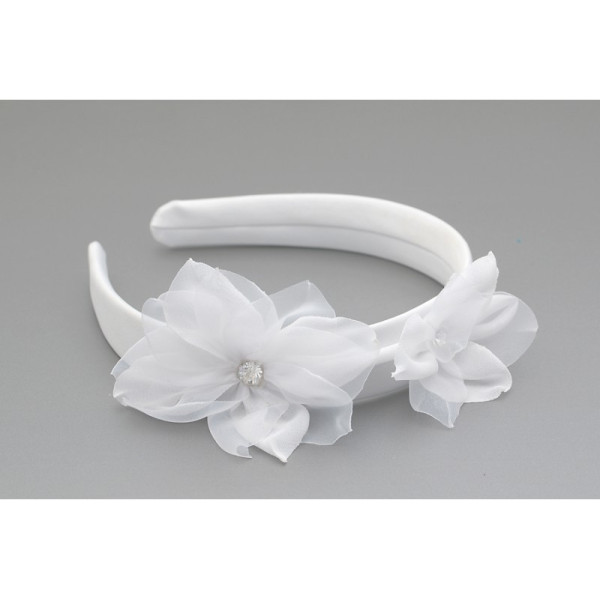 White First Holy Communion Headband Style W-421