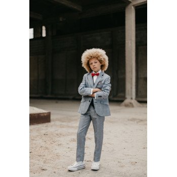 2 Piece Grey Checkered First Holy Communion Suit Style 10-03037