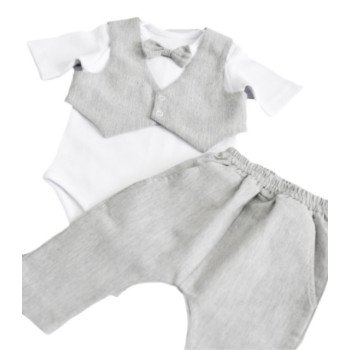 GRAY/WHITE HANDMADE BABY BOY CHRISTENING OUTFIT STYLE CONNOR