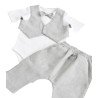 GRAY/WHITE HANDMADE BABY BOY CHRISTENING OUTFIT STYLE CONNOR