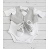 GRAY/WHITE HANDMADE BABY BOY CHRISTENING OUTFIT STYLE CONNOR