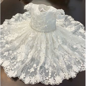 TETER WARM HANDMADE BABY GIRL IVORY CHRISTENING DRESS STYLE B120