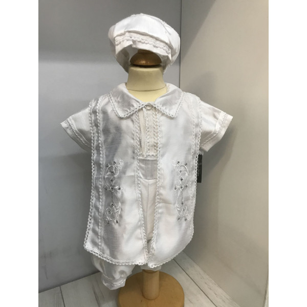 Sevva White Baby Boy Christening Romper Style 605