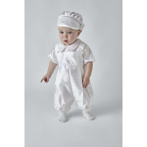 White Baby Boy Christening Romper Style BEN