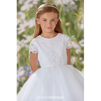 JOAN CALABRESE WHITE TEA-LENGTH FIRST HOLY COMMUNION DRESS STYLE 120356