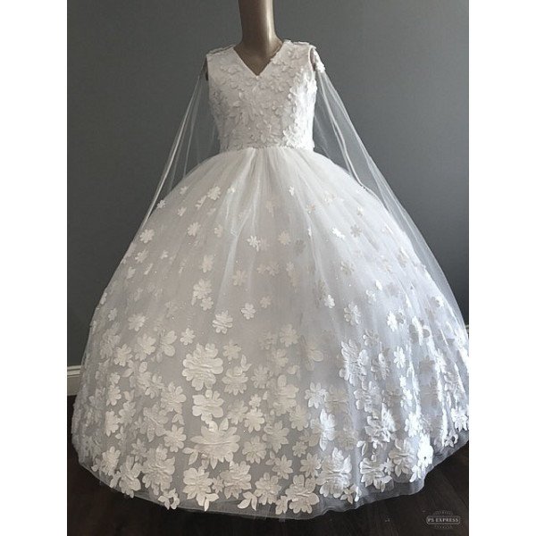 HANDMADE WHITE FIRST HOLY COMMUNION DRESS STYLE T-874 HANDMADE WHITE FIRST HOLY COMMUNION DRESS STYLE T-874