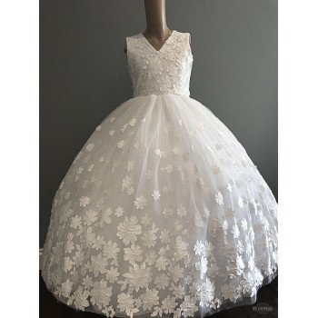 HANDMADE WHITE FIRST HOLY COMMUNION DRESS STYLE T-874
