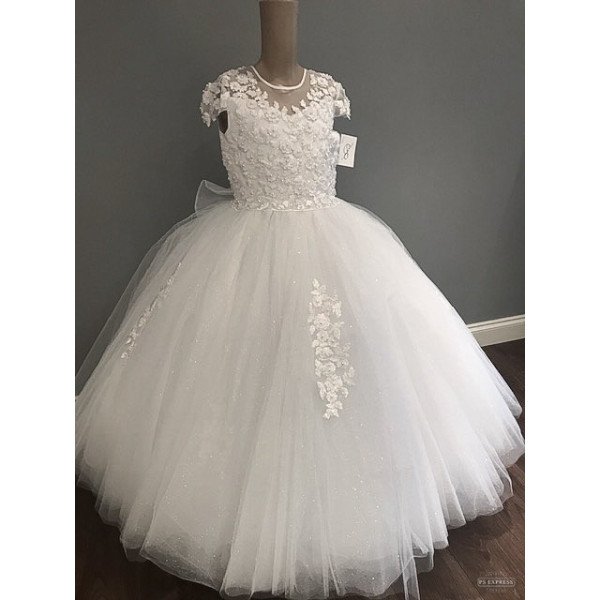 HANDMADE WHITE FIRST HOLY COMMUNION DRESS STYLE T-930 HANDMADE WHITE FIRST HOLY COMMUNION DRESS STYLE T-930