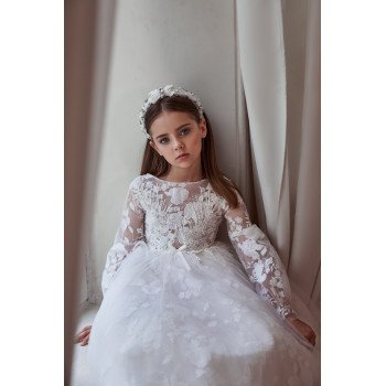 Unusual White First Holy Communion Dress Style 3113
