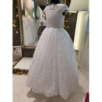 White Handmade First Holy Communion Dress Style CELIA BIS