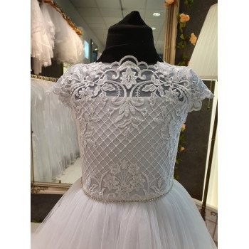White Handmade First Holy Communion Dress Style CELIA BIS