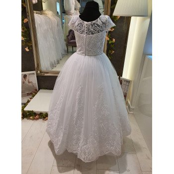 White Handmade First Holy Communion Dress Style CELIA BIS