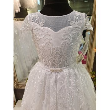 White Handmade Ballerina Length First Holy Communion Dress Style INGRID