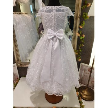 White Handmade Ballerina Length First Holy Communion Dress Style INGRID