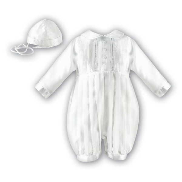 SARAH LOUISE WHITE LONG SLEEVED CHRISTENING ROMPER STYLE 002232