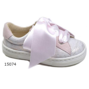 Spanish Pink/Metal Confirmation/Special Occasion Shoes by Tinny Shoes Style 15074