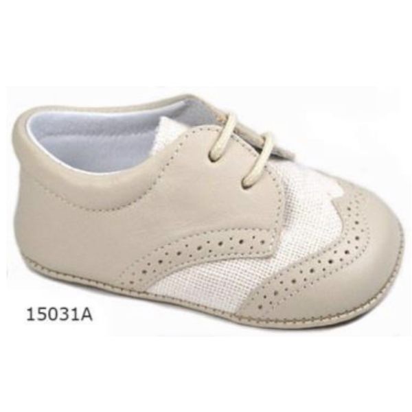 Spanish Handmade Beige Christening Shoes by Tinny Shoes Style 15031 Spanish Handmade Beige Christening Shoes by Tinny Shoes Style 15031