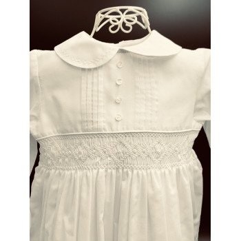 Sarah Louise Long Sleeved Ivory Christening Romper with Bonnet Style 002200