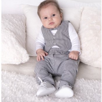 WHITE/BLACK HANDMADE CHRISTENING/SPECIAL OCCASION BABY BOY OUTFIT STYLE ANTHONY