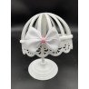 White/Pink Handmade Baby Girl Christening Headband Style 1027 BIS