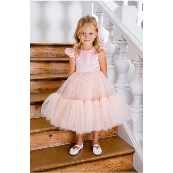 Handmade Peach Flower Girl Dress Style Mia Bella Handmade Peach Flower Girl Dress Style Mia Bella