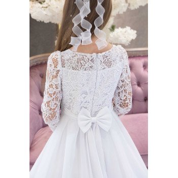 White Handmade Ballerina Length First Holy Communion Dress Style JULIANA
