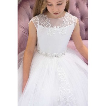 White Handmade First Holy Communion Dress Style CARMEN BIS