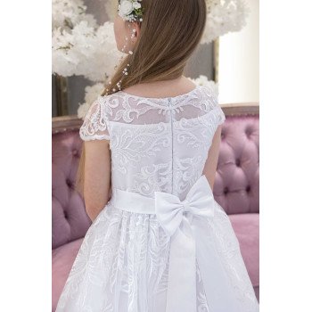 White Handmade Ballerina Length First Holy Communion Dress Style INGRID