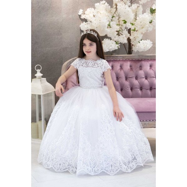 White Handmade First Holy Communion Dress Style CELIA BIS White Handmade First Holy Communion Dress Style CELIA BIS