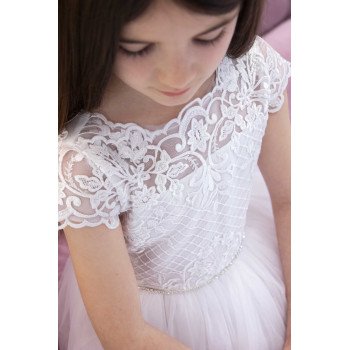 White Handmade First Holy Communion Dress Style CELIA BIS