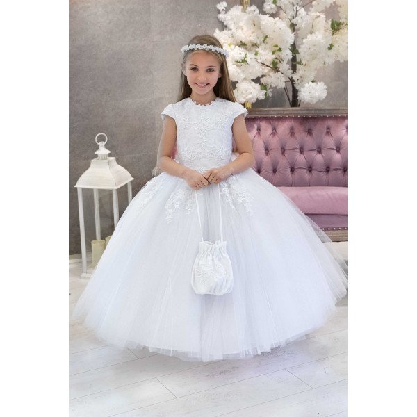 HANDMADE WHITE FIRST HOLY COMMUNION DRESS STYLE T-922 HANDMADE WHITE FIRST HOLY COMMUNION DRESS STYLE T-922