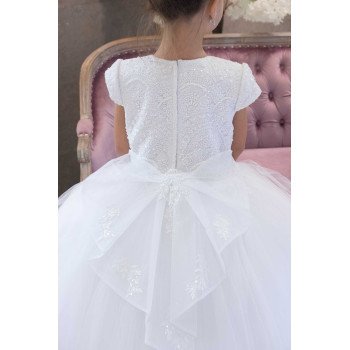 HANDMADE WHITE FIRST HOLY COMMUNION DRESS STYLE T-928
