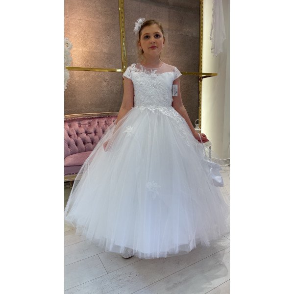 HANDMADE WHITE FIRST HOLY COMMUNION DRESS STYLE T-881 HANDMADE WHITE FIRST HOLY COMMUNION DRESS STYLE T-881