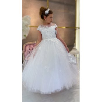 HANDMADE WHITE FIRST HOLY COMMUNION DRESS STYLE T-881