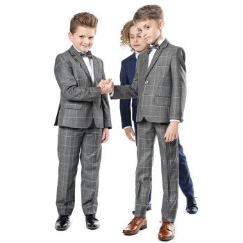 Gray Checkered 2 Pieces First Holy Communion/Special Occasion Suit Style CARLO