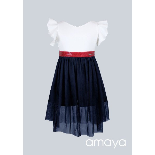 Amaya Ivory/Navy/Red Confirmation/Special Occasion Dress Style 534093 Amaya Ivory/Navy/Red Confirmation/Special Occasion Dress Style 534093