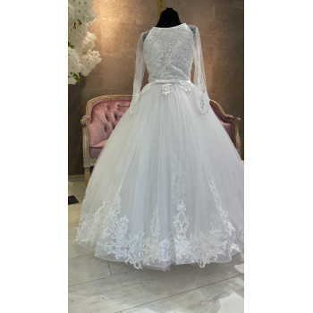 White First Holy Communion Dress with Long Sleeves Style 3004