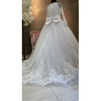 White First Holy Communion Dress with Long Sleeves Style 3004