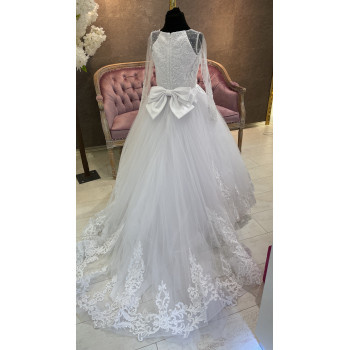 White First Holy Communion Dress with Long Sleeves Style 3004