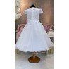 SPANISH HANDMADE WHITE BALLERINA LENGTH FIRST HOLY COMMUNION DRESS STYLE 2714