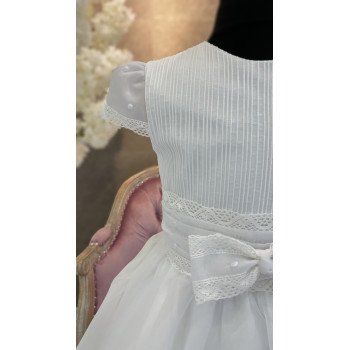 SPANISH HANDMADE WHITE BALLERINA LENGTH FIRST HOLY COMMUNION DRESS STYLE 2714