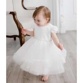 TETER WARM HANDMADE BABY GIRL IVORY CHRISTENING DRESS STYLE B72