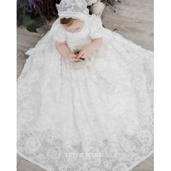 TETER WARM HANDMADE BABY GIRL IVORY CHRISTENING GOWN STYLE B21L