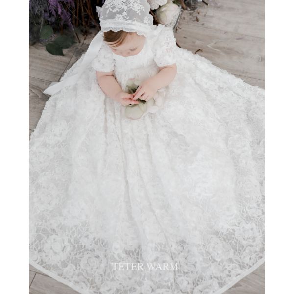 TETER WARM HANDMADE BABY GIRL IVORY CHRISTENING GOWN STYLE B21L TETER WARM HANDMADE BABY GIRL IVORY CHRISTENING GOWN STYLE B21L