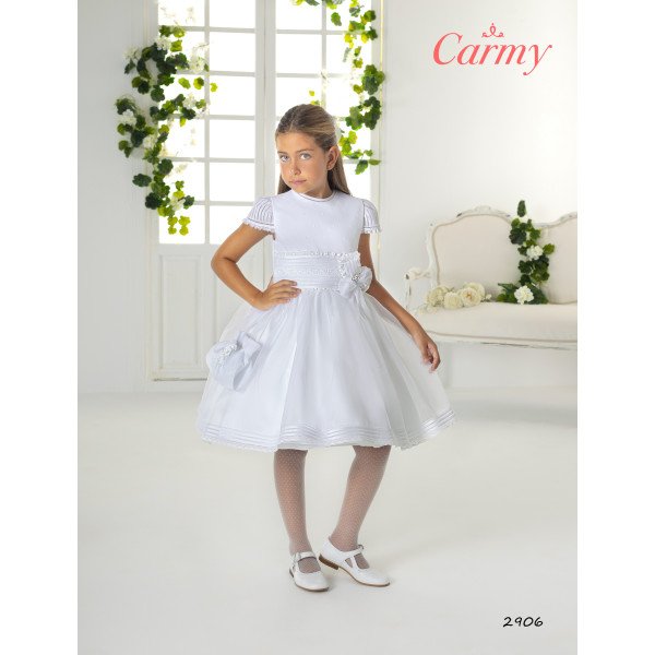 SPANISH HANDMADE WHITE BALLERINA LENGTH FIRST HOLY COMMUNION DRESS STYLE 2906 SPANISH HANDMADE WHITE BALLERINA LENGTH FIRST HOLY COMMUNION DRESS STYLE 2906